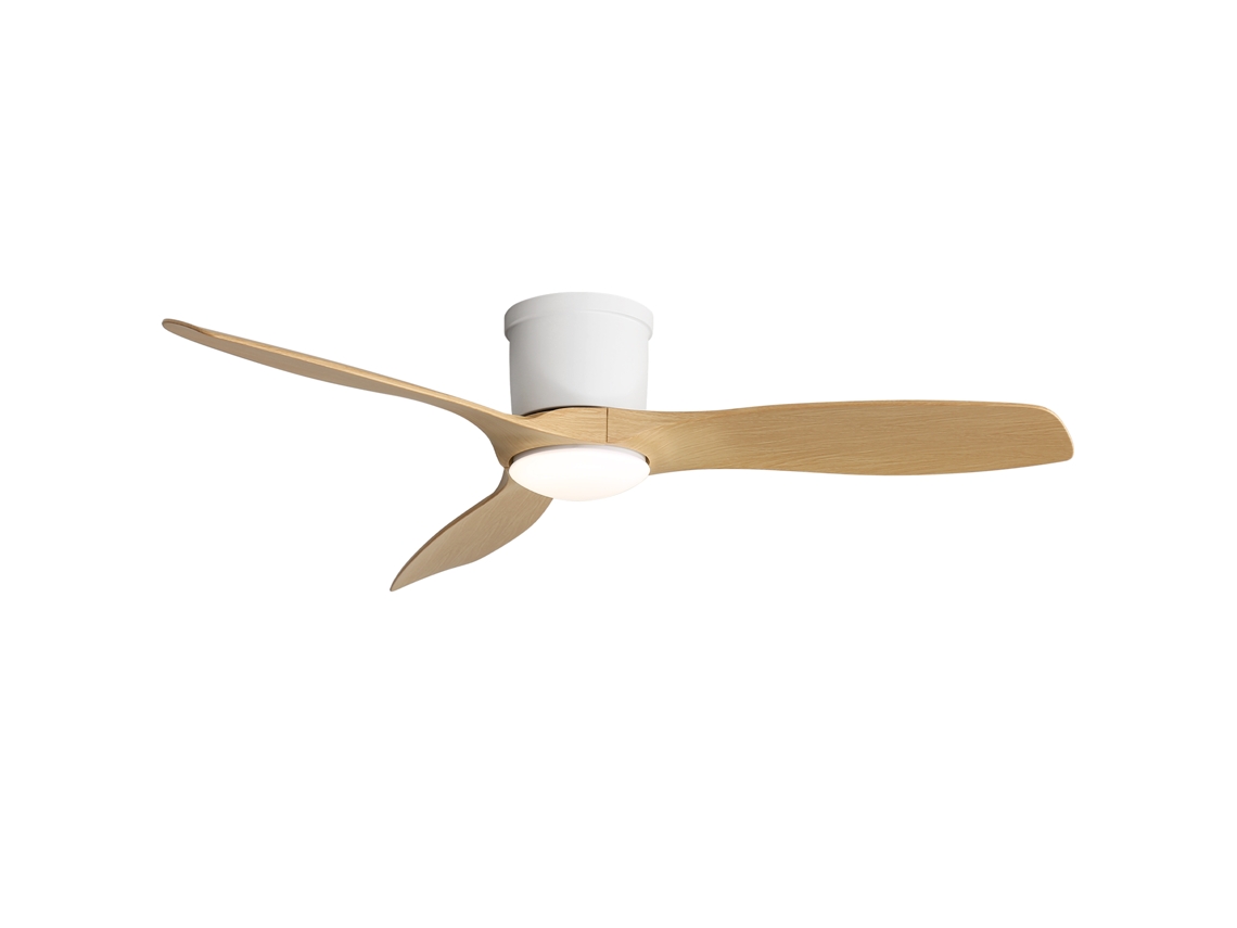 Ventilador De Teto Plano 52 Polegadas Com Luz Led Regulável, Três Pás Abs E Motor Dc Reversível Silencioso