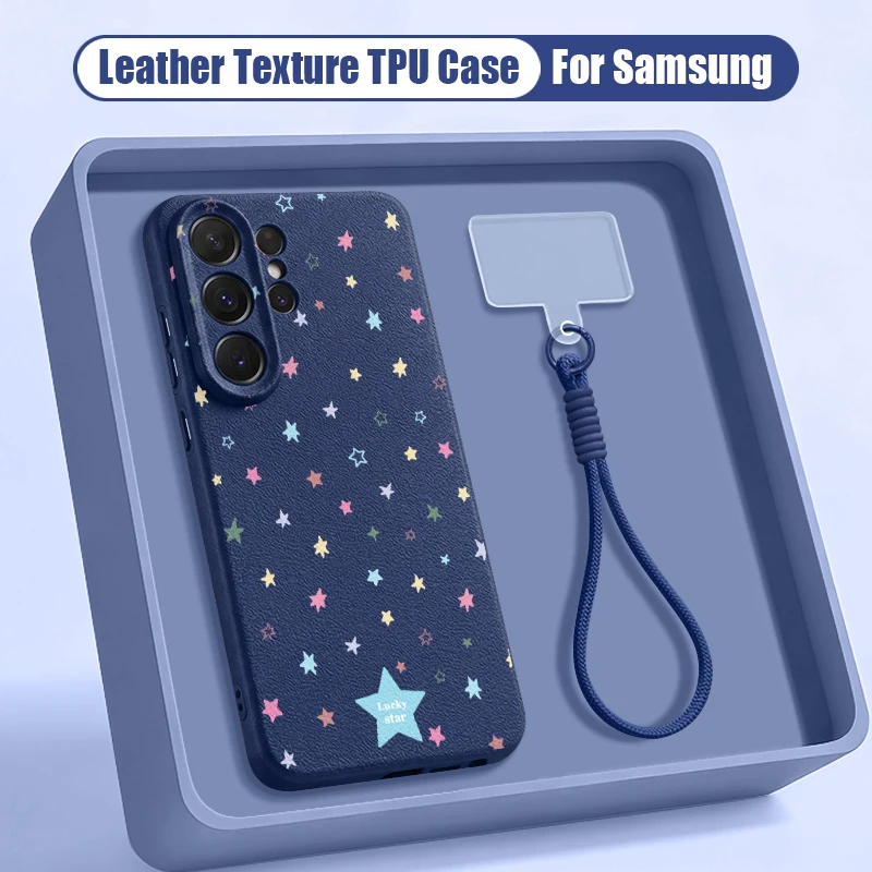 Capa De Celular Com Pulseira Para Galaxy A17 5g (azul), Com Estampa De Estrelas Fofas Em Tpu.