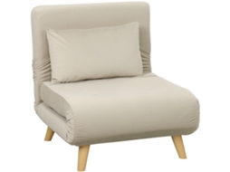 Poltrona Reclinável BTFORUS com Função de Cama, Estofado Veludo, Ajustável, Bege, para Sala
