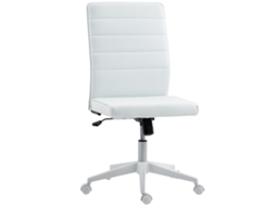 Sedia Da Ufficio Ergonomica E Regolabile Con Schienale Ricurvo, In Pelle Pu E Acciaio, 58x53x97-107 Cm, Bianco