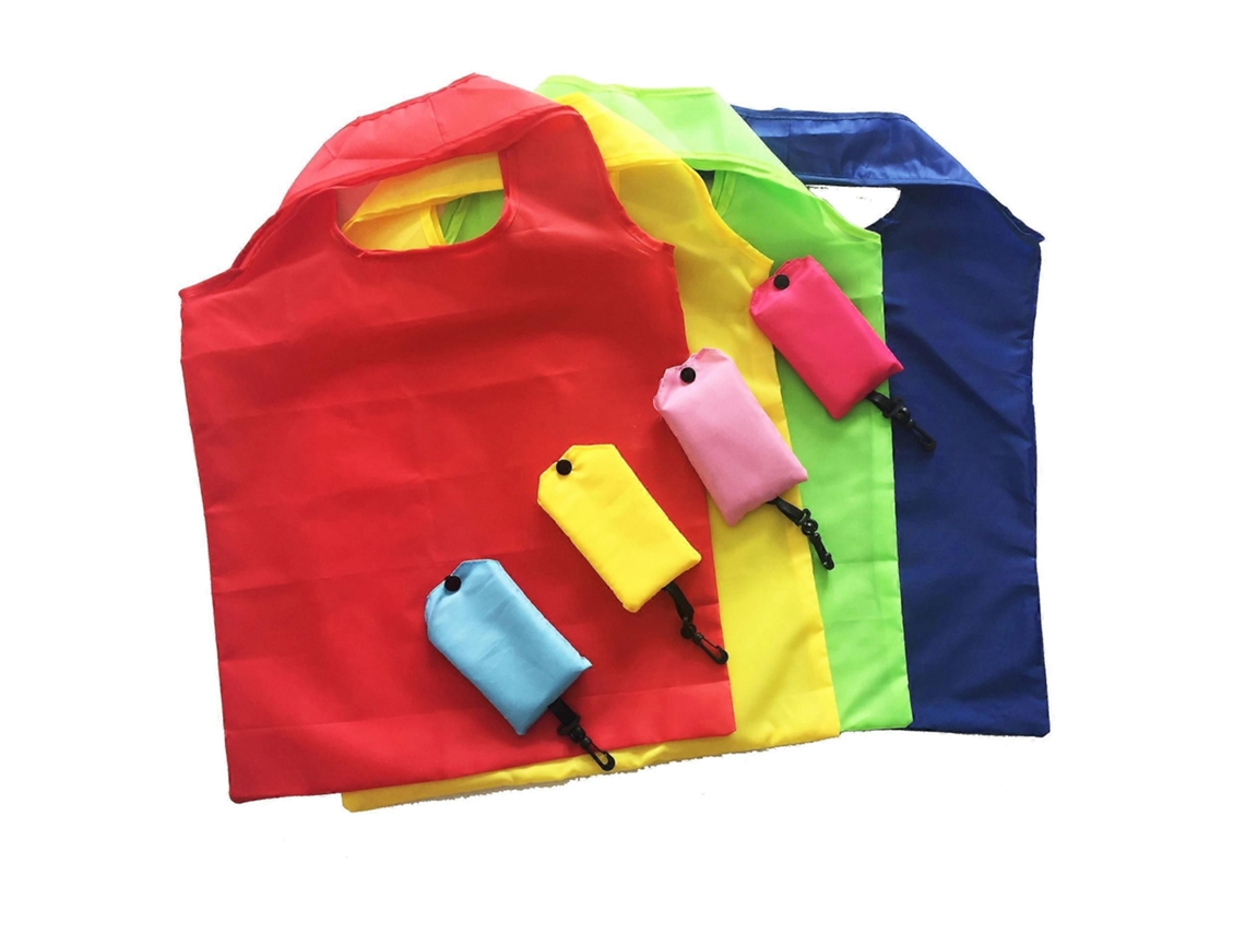Conjunto de 4 Sacolas Reutilizáveis, Portáteis, Dobráveis, Ecológicas, em Nylon, para Compras no Supermercado. GOKOCO
