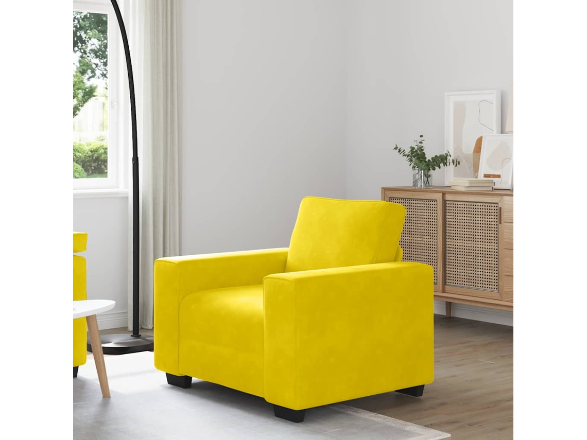 Vidaxl Poltrona 100x77x82 Cm Veludo Amarelo