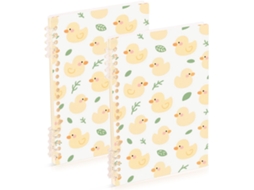 Conjunto de 2 Cadernos Espiralados com Linhas, Formato A5 Estampa Pato Amarelo 21,1 X 14,5 Cm 21 14