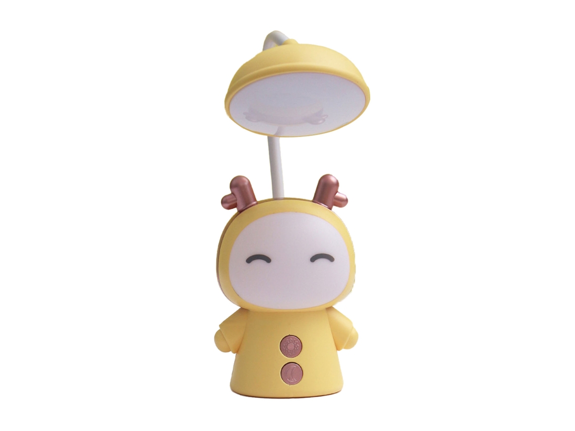 Lâmpada de Mesa Infantil Fofa com Gooseneck 2 Níveis Usb Recarregável Luz Noturna Amarela