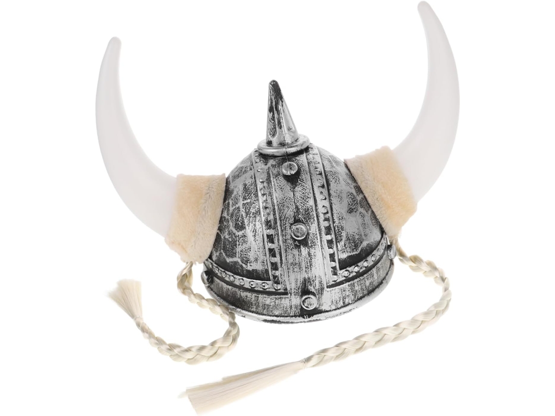 Chapéu Viking Com Encaixe Seguro Em Plástico E Tranças De Chifre