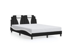 Estrutura de Cama Viana Couro Artificial Preto e Branco Sem Colchão 120x200 cm