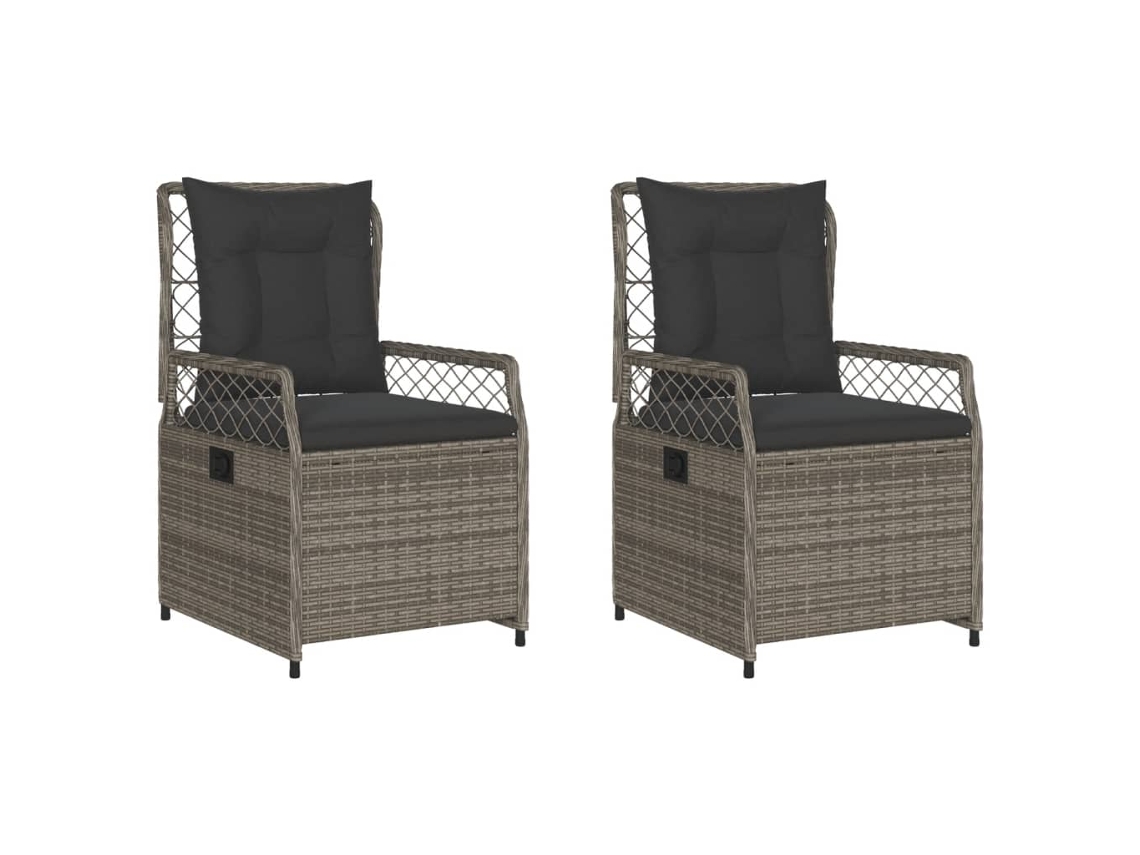 Cadeiras de Jardim Reclináveis 2pcs Vime Pe Cinza MAISON EXCLUSIVE