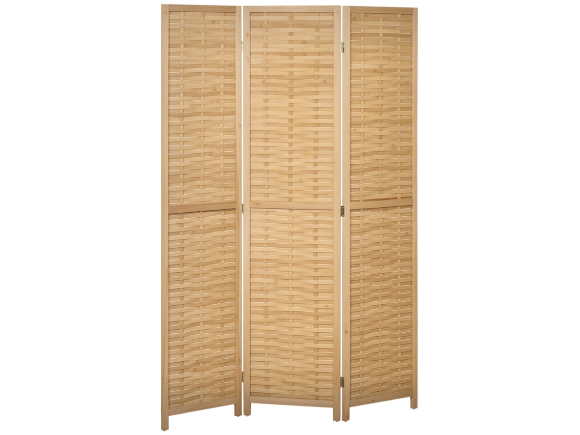 Divisor Ambientes de Parede Divisória Dobrável, Bambu, de 3 Peças, 120 Cm X 170 Cm X 1,8 Cm, Natural
