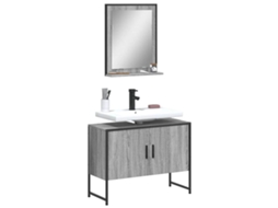 Vidaxl 2 Pcs Conj. Móveis Casa De Banho Derivados Madeira Cinza Sonoma
