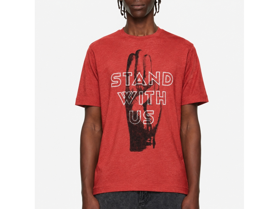 Rockinstone Hunger Games Movie Stand With Us Heather Red Adult T-shirt Size:xxxl