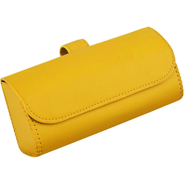 Estojo para Quebra, Sol de Carro em Couro com Clipe, Fixação Magnética, Acessórios para Carro, Amarelo AQUAFORGE