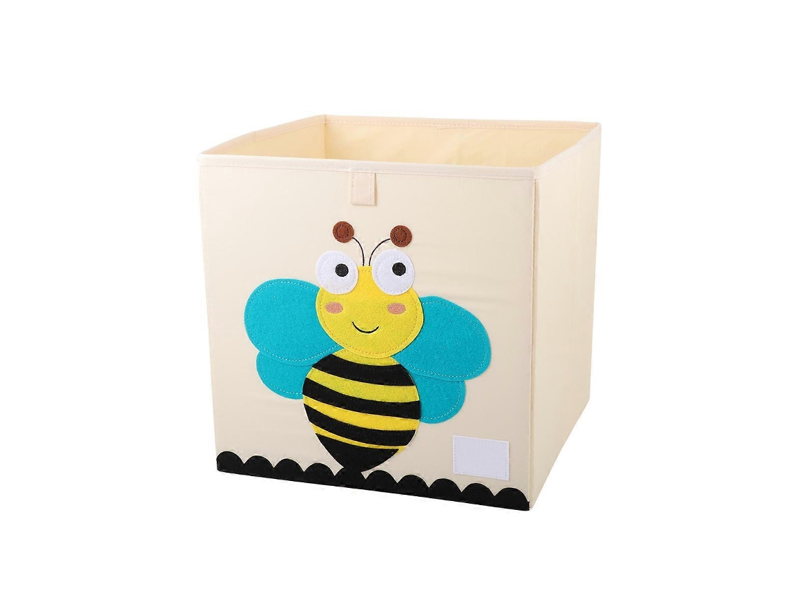 Caixa De Armazenamento Dobrável De Tecido Com Padrão De Desenho Animado Para Guarda Roupa, 33 X 33 X 33 Cm, Bege Olysi Shop