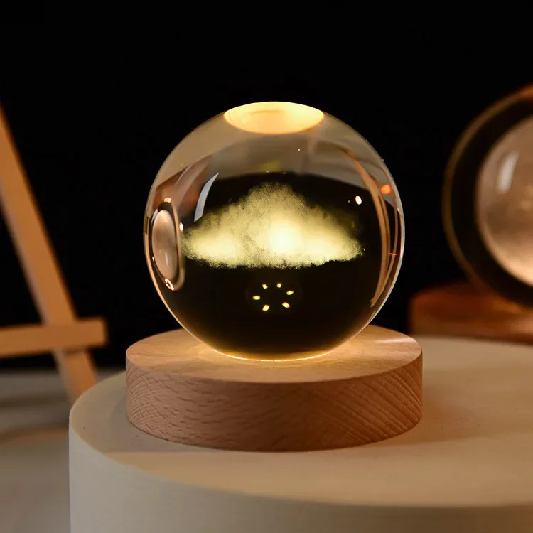 Bola de Cristal 3d de 6 Cm, Gravada a Laser, Decoração para Mesa de Casa MDUG