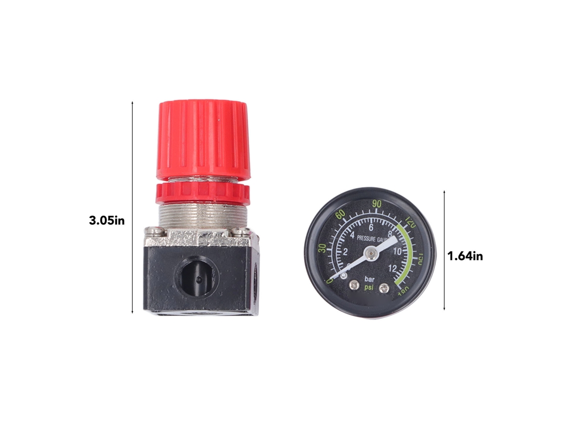 Kit De Regulador De Ar Laxiscreed Com Manómetro E Válvula 4 Vias Para Compressores