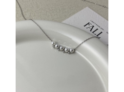 Colar com Placa de Jade Prata de Lei 925, Colar com Pingente de Pérola Banhado a Ouro Branco, Requintado e Luxuoso. MDUG (ouro Branco)
