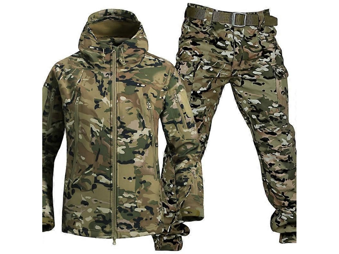 Conjunto De Jaqueta E Calça Camuflada Para Homem Impermeável E Antivento De Inverno Tático Militar Cp L