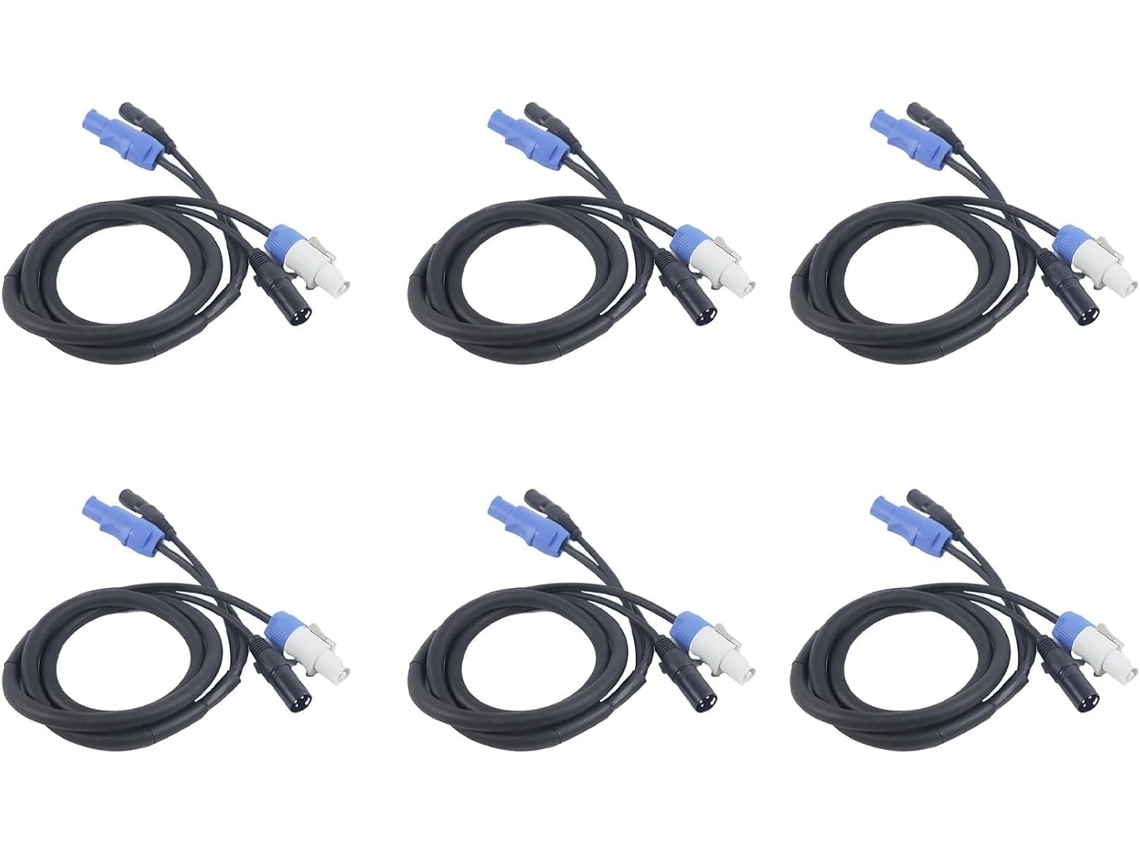 Cabo Combinado Powercon 6x Com Plugue E Linha De Sinal Xlr Para Transporte