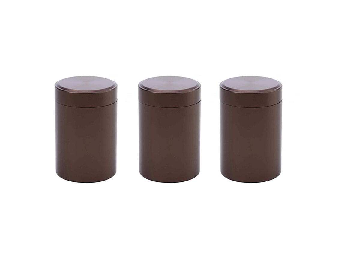 Mini Caixa de Chá de Metal, Recipiente Pequeno e Portátil MDUG (conjunto de 3 Peças Marrom)