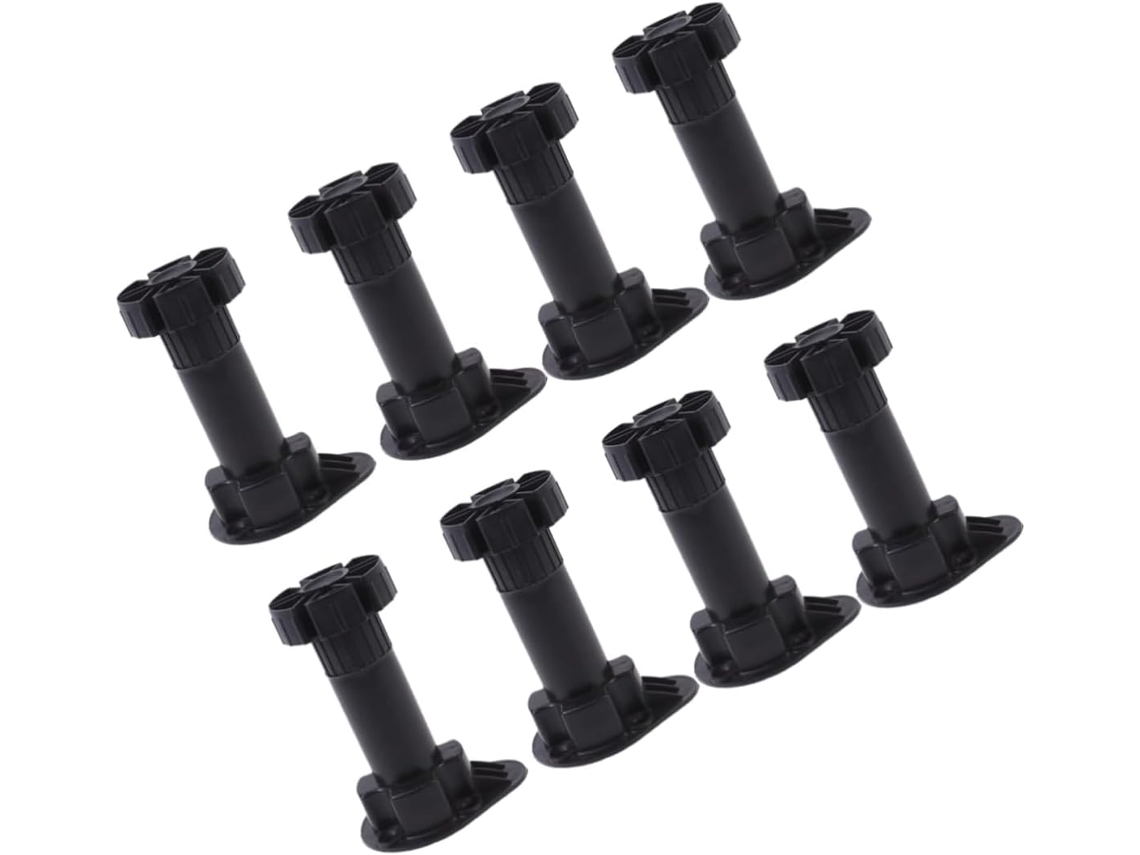 Tehaux Conjunto De 8 Pés Móveis Ajustáveis Em Altura, Pés De Mesa Em Plástico Preto Para Sofá, Armário E Móveis