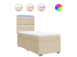 Cama com Molas/colchão 80x200 Cm Tecido Cor Crème MAISON EXCLUSIVE