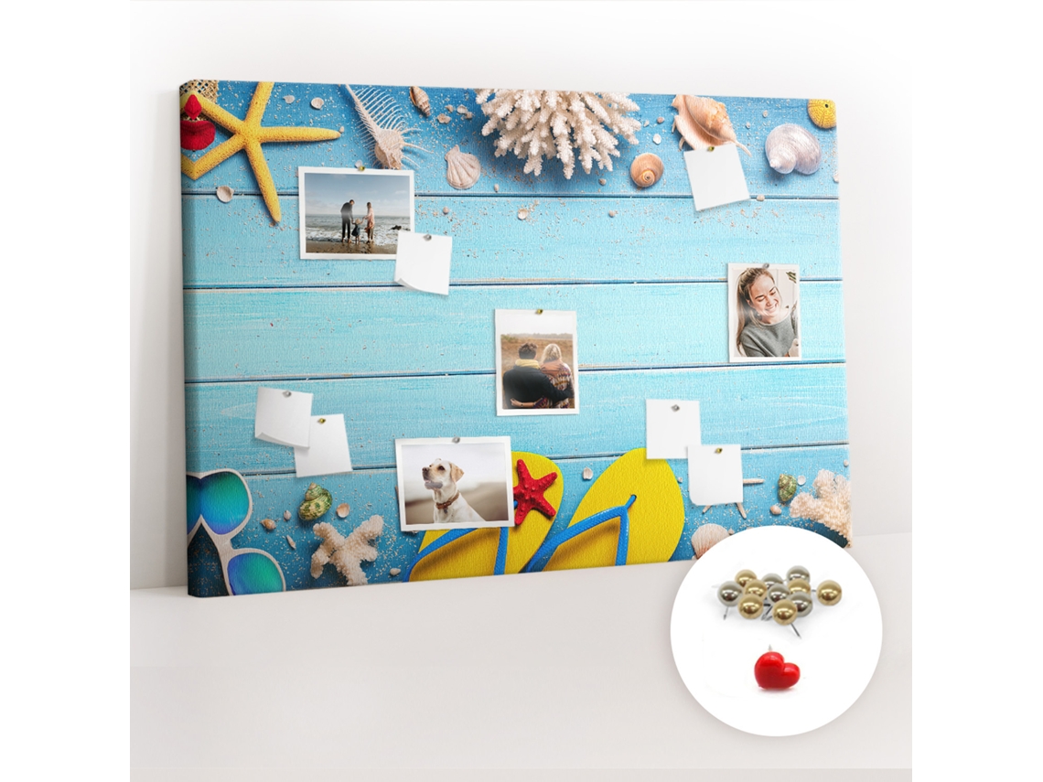 Painel De Cortiça Para Parede Coisas À Beira-mar Para O Escritório Espelharte (120x80 Cm)