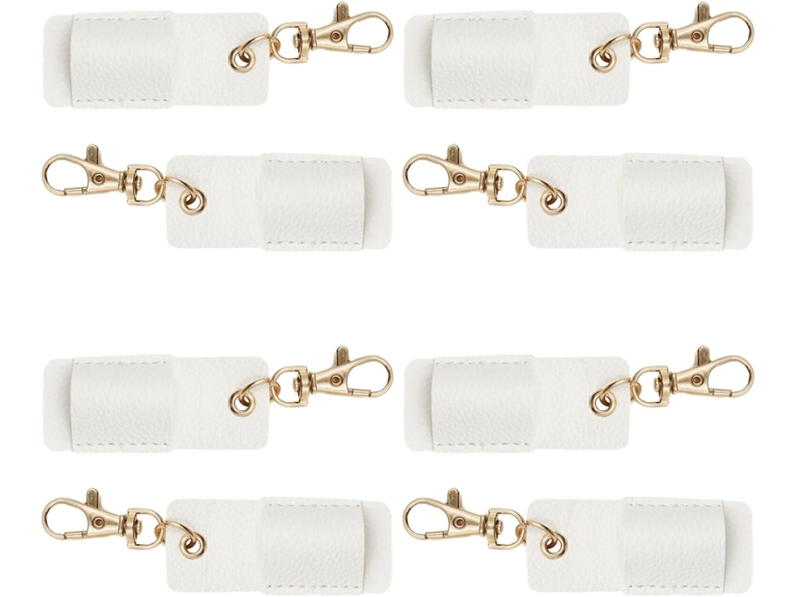 Conjunto de 8 Porta canetas em Tecido Branco com Textura Lichia, Clipe Anti perda, Estojo Protetor para Caneta