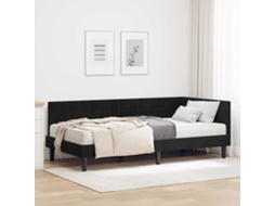 Vidaxl Estrutura De Cama De Canto Com Colchão 2 Unid. Preto Veludo