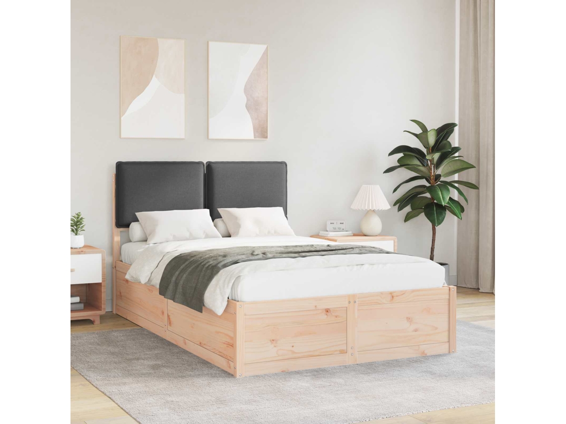 Vidaxl Estrutura de Cama com Cabeceira Estofada Cinza Escuro