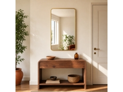 Lunamirror Theo 90 X 60 Cm, Espelho De Parede, Retangular Com Cantos Arredondados, Dourado