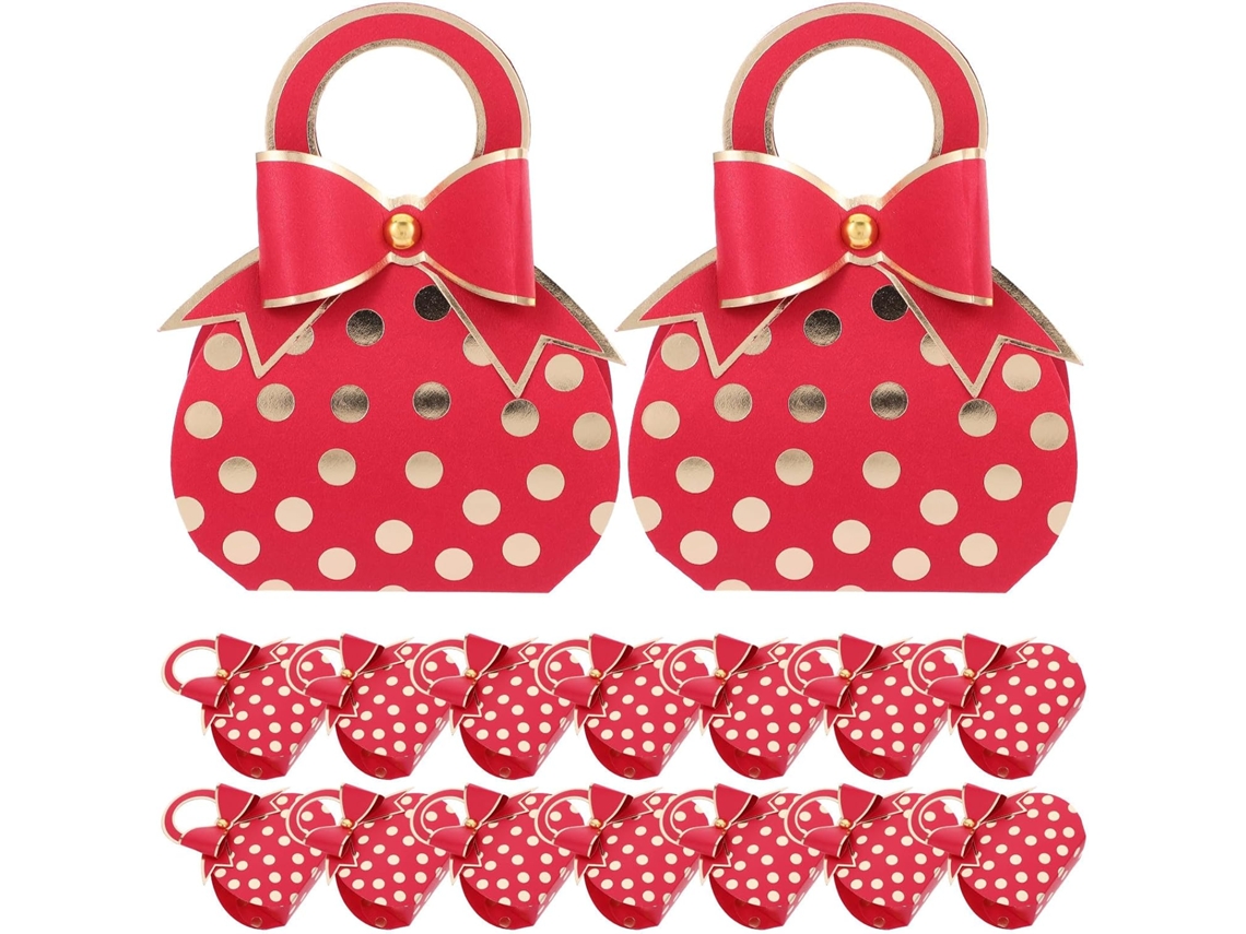 Caixas De Doces Vermelhas Para Casamento Com Design Bolsa E Laço, 50 Unidades
