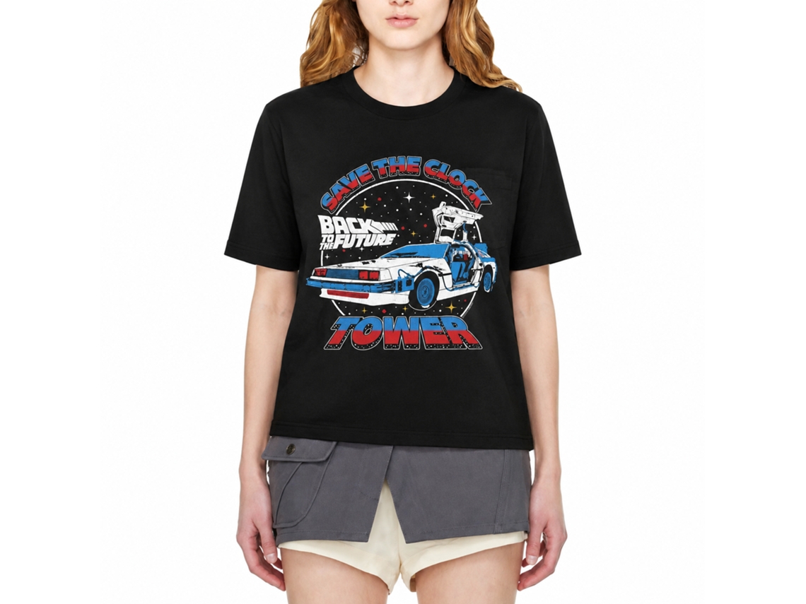 Rockinstone Back To The Future Movie Clock Tower Split Color Black Adult T-shirt Size:xxl
