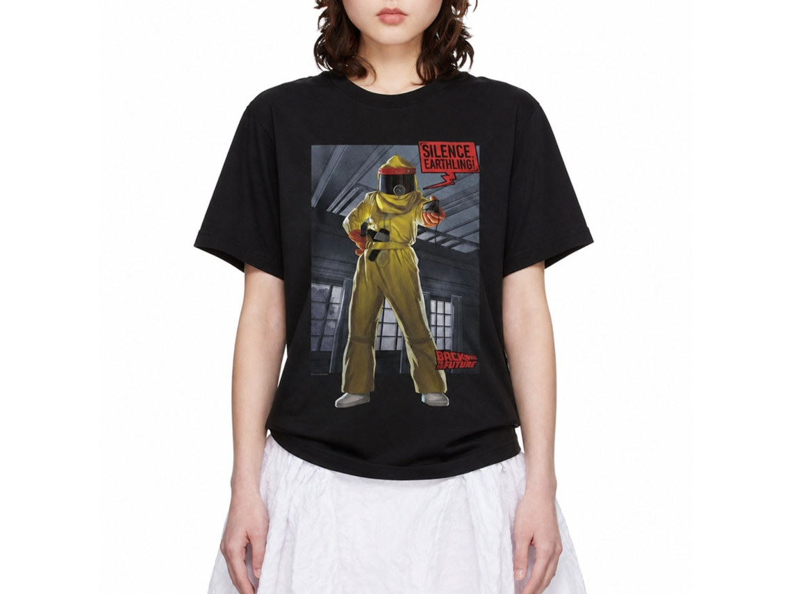 Rockinstone Back To The Future Movie Silence Earthling Black Adult T-shirt Size:l