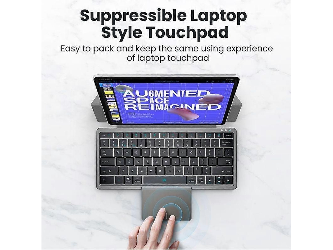 Teclado Bluetooth Bow para Windows, Android, iOS, com capa e touchpad recarregável TAISHENGDA