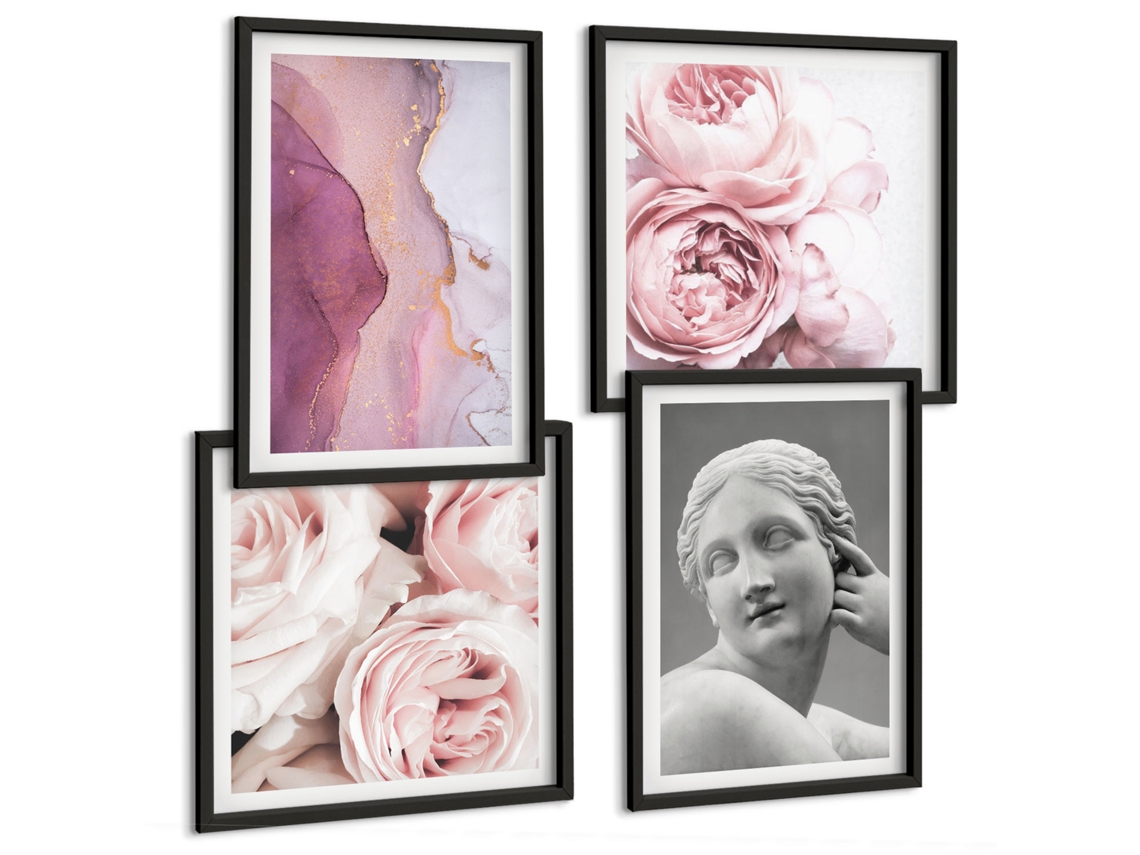 Composição De Quadros Na Parede Pedra Decorativa De Mármore Verde Moldura Branca Imagens Para Um Quarto Infantil Espelharte (conjunto De 4 Imagens)