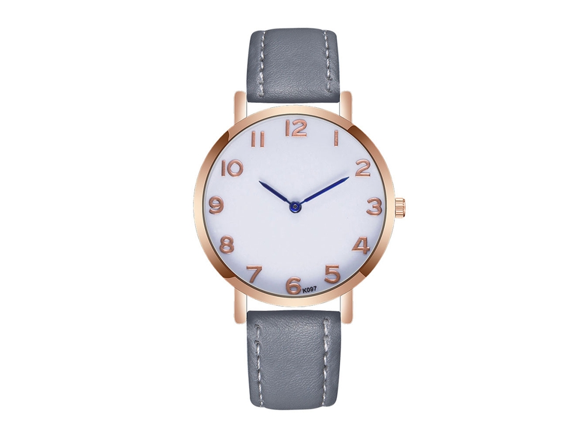 Reloj De Cuarzo Para Hombre Con Correa De Cuero Pu, Dial Numérico Y Puntero Azul, Gris, Fashion