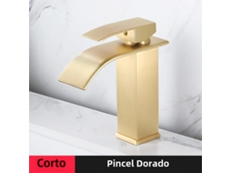 Torneira MDUG Moderna de Aço Inoxidável com Monocomando para Água Quente e Fria Dourada Curta MDUG