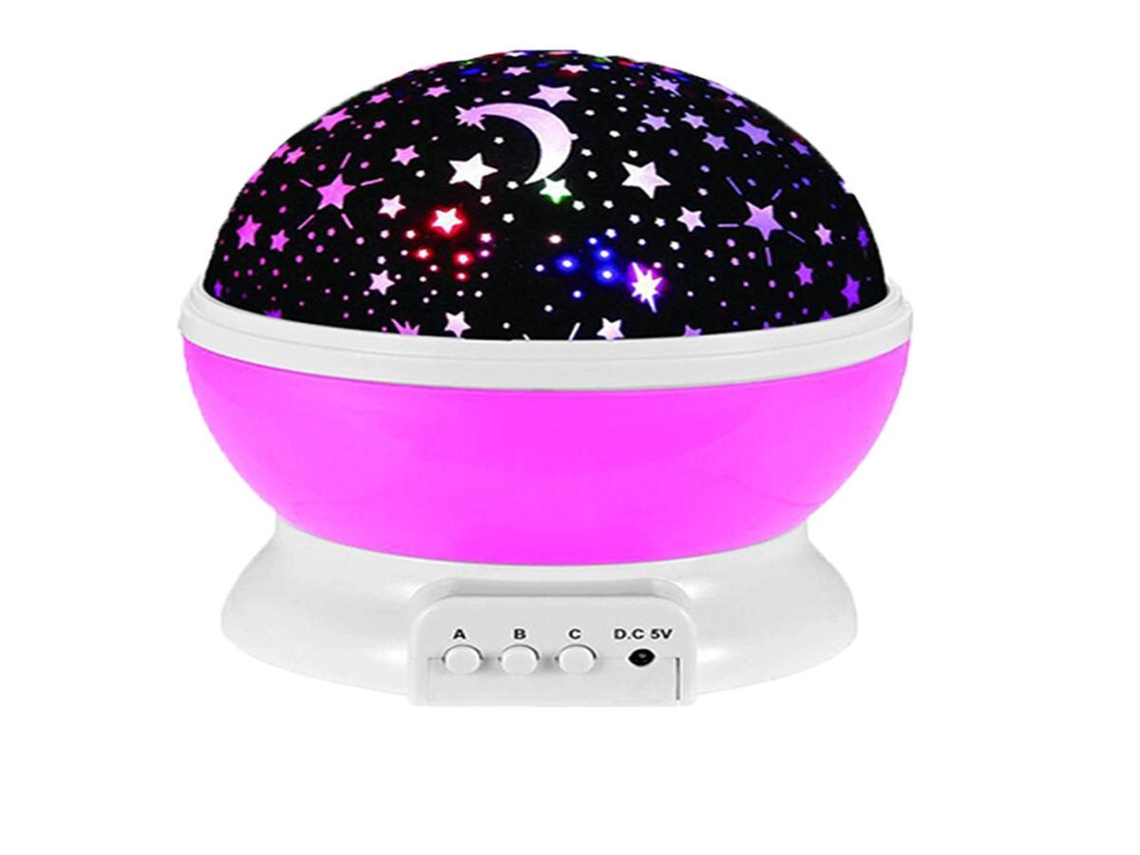 Projetor de estrelas Lurelia com carregamento USB, sensor de toque, RGB e rotação de 360º para quarto infantil.