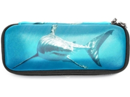 Porta-lápis com estampa subaquática de tubarão, organizador de maquiagem de grande capacidade, ideal para a escola.