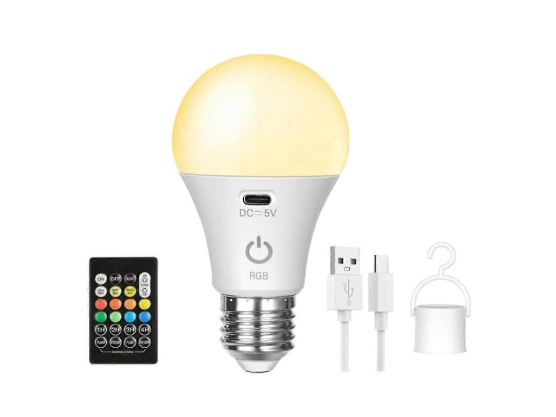 Lâmpada Led, Base E26, Rgb, Recarregável, Comando Remoto, Alimentação Por Bateria, Para Uso Residencial, Comercial E Manutenção Elétrica