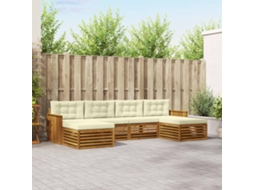 Vidaxl Conjunto De Sofás Para Exterior 6 Unid. Natural E Creme