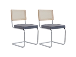 Cadeiras De Jantar Retro, Material De Rattan Plástico, Design De Encosto, Cinza-2pcs
