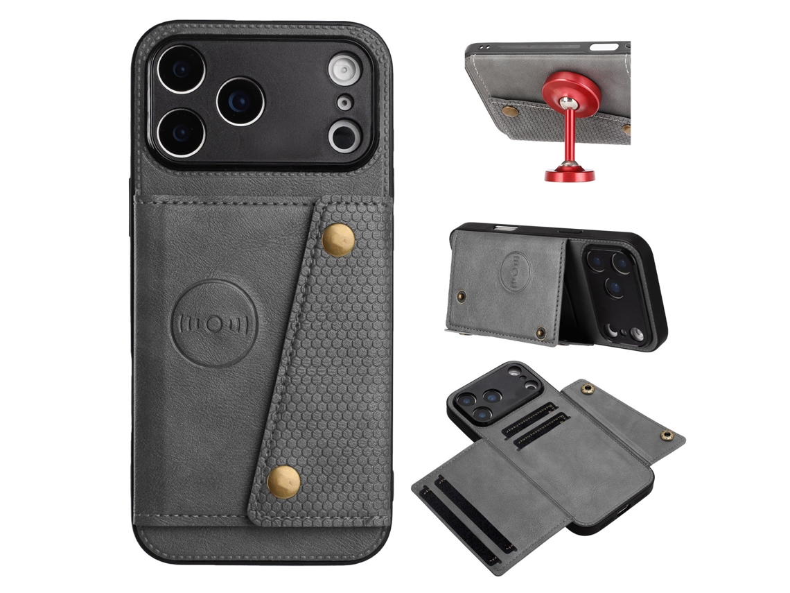 Capa Multifuncional Para Iphone 17 Pro Com Compartimento Para Cartão E Função De Suporte.