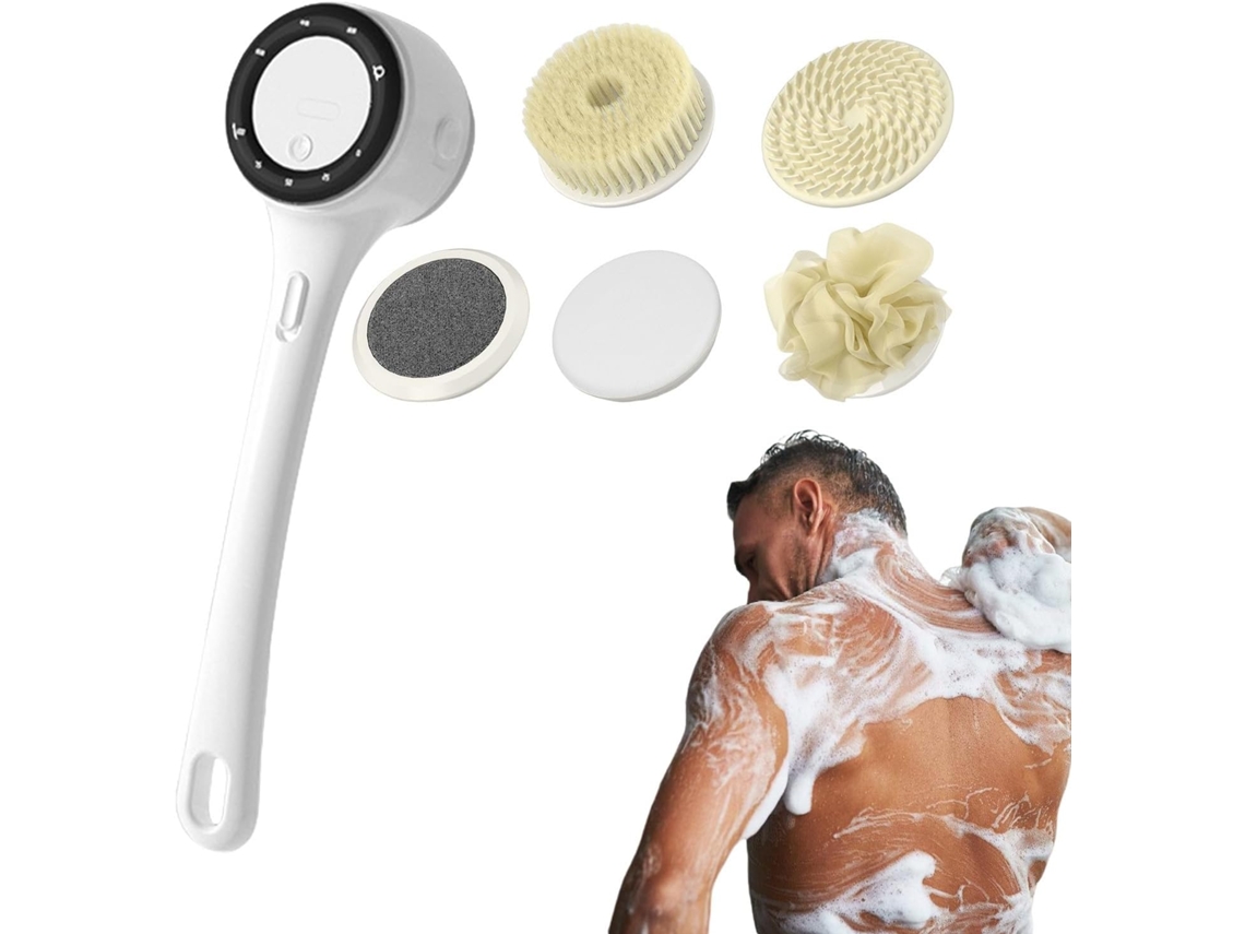 Escova Corporal Elétrica Com Cabo Longo Para As Costas, Ferramenta De Esfoliação Com Cabo Longo, 3 Níveis De Intensidade