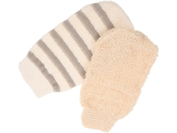 Conjunto de 2 Luvas de Banho em Linho e Algodão para Remover Células Mortas da Pele - Esfoliação Suave.