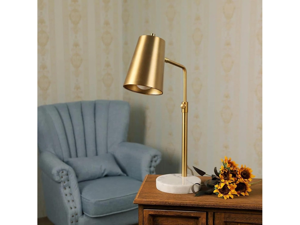 Luminária De Mesa Leitura Moderna Meados Do Século Xx Com Base Mármore E Soquete E27, Ângulo Ajustável, Iluminação