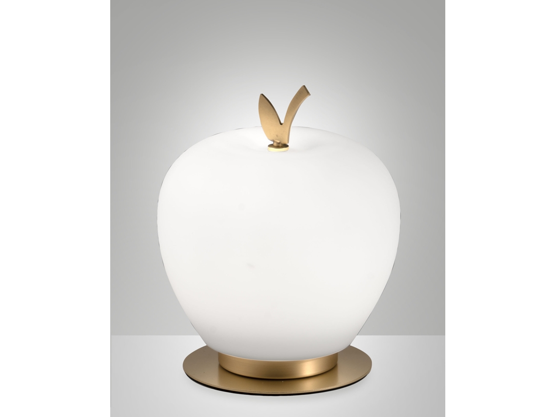 Candeeiro de Mesa Wendy Led Integrado 8w 3000k Branco e Latão Acetinado, Regulação de Luz Ao Toque, Vidro Soprado Design Elegante e Moderno FABAS LUCE