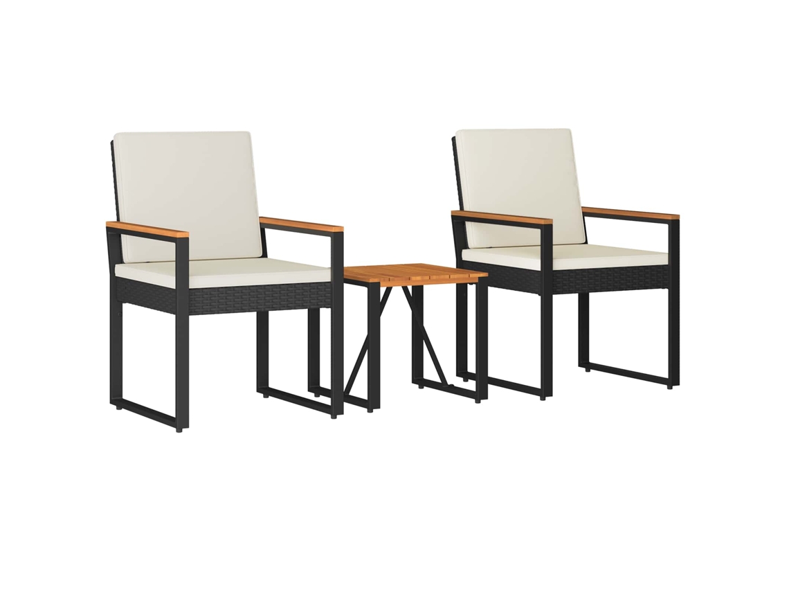 Maison Exclusive - Conjunto De Móveis Para Exterior 3 Pcs Preto E Branco Creme