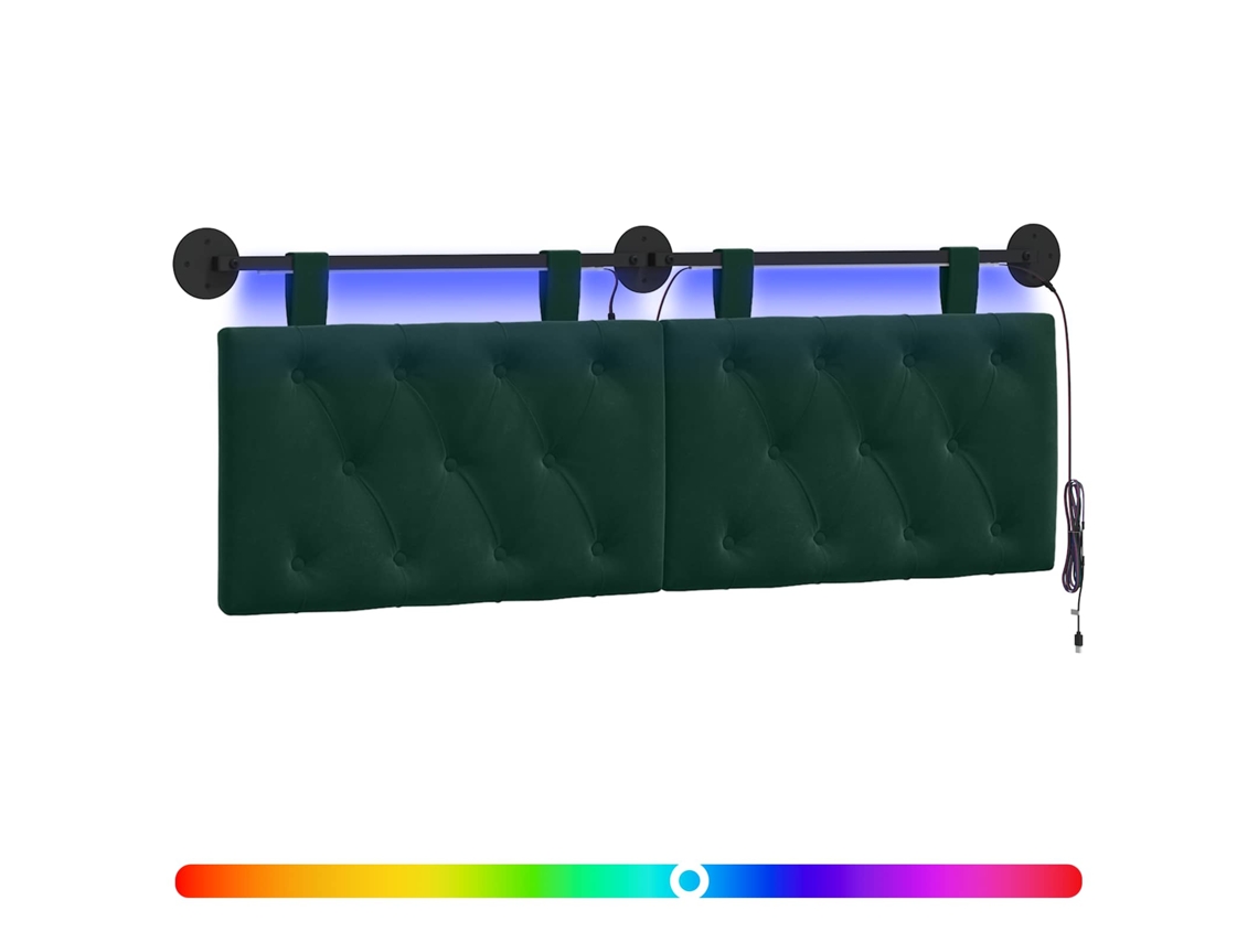 Conjunto 1 Cabeceira Moderna Vidaxl Verde Veludo (150 X 55 X 7 Cm)