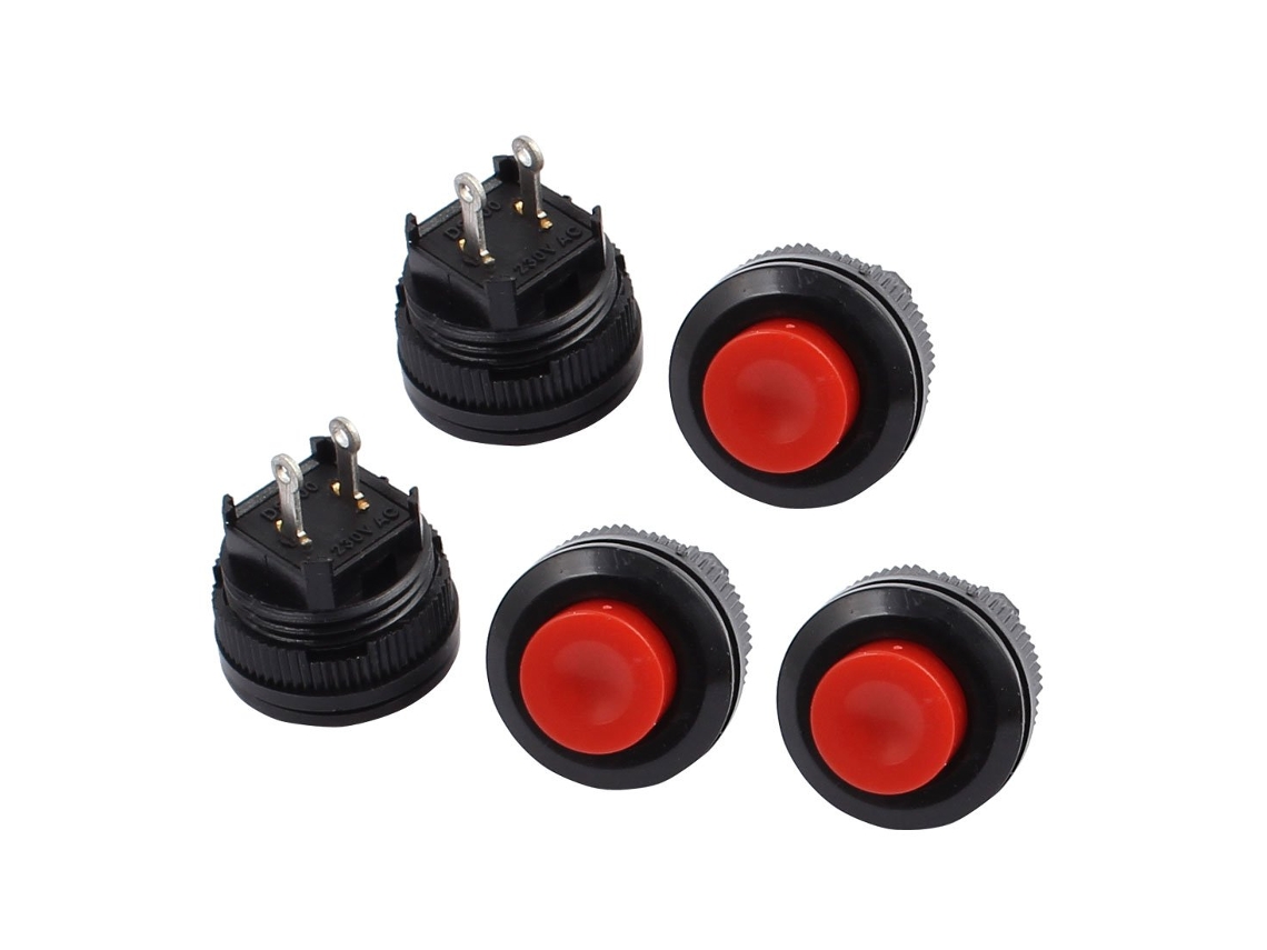 Conjunto de 5 Mini Interruptores de Botão de Pressão Impermeáveis Ac230v 1a Tipo Momentâneo Cabeça CHABERLU