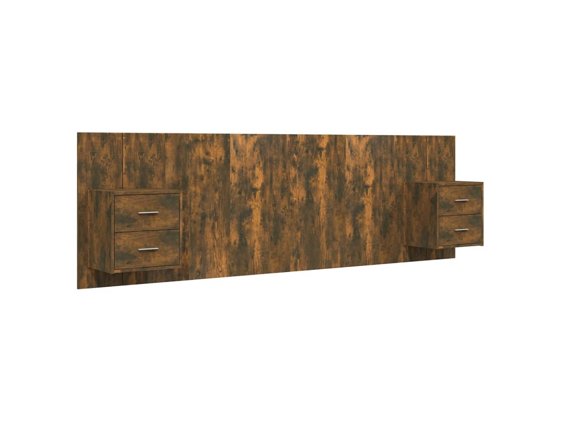 Cabeceira de cama com roupeiros em madeira de carvalho defumado, modelo exclusivo da Maison.